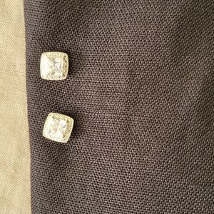 Diamond (faux) earrings.  Post earrings.  Silver